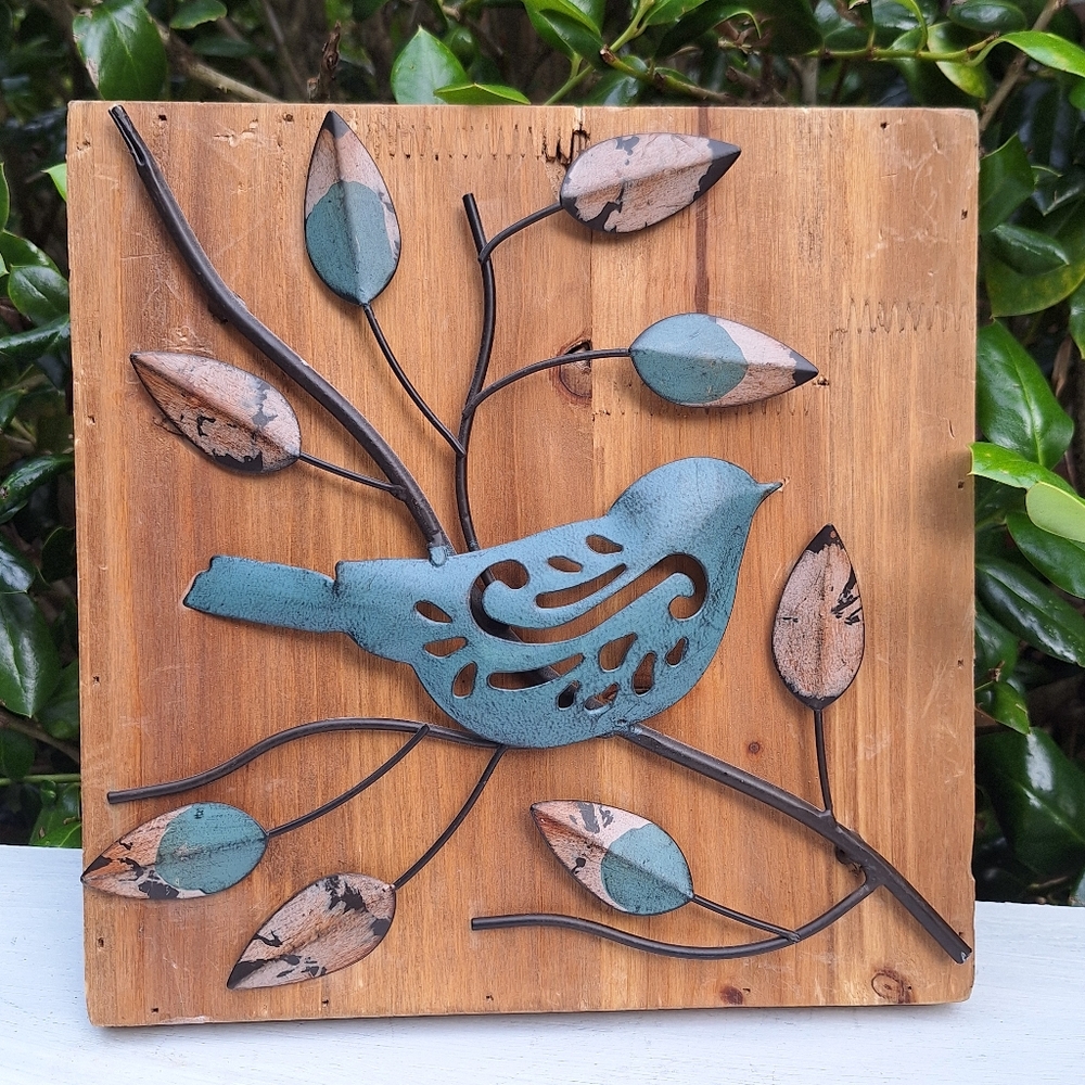 Bird Wall Hanging Decor Art Metal Wood Pictures Unique Wire Textured 3d Designs - Picture 17 of 17